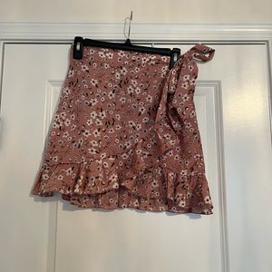 Pink Floral Wrap Skirt